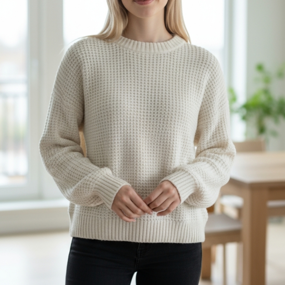 American Eagle Outfitters Cream Knit crewneck Sweater